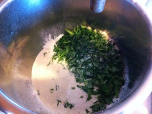 Dry ingredients in the mixer