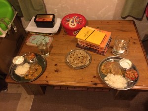 Turkey curry (feels slighly festive still), rice, pickle and homemade sourdough chapatis - treat!